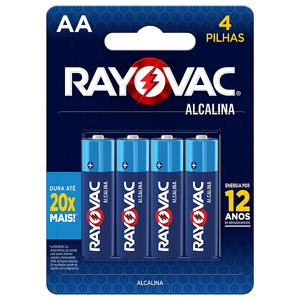 Pilha Alcalina Rayovac AA Pequena Cartela com 4 Pilhas