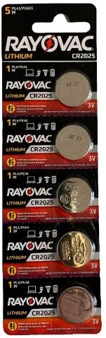 Pilha Eletrônica Rayovac Botão CR2025 5 Pilhas