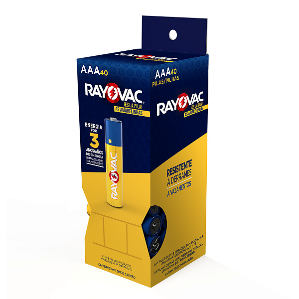 Pilha Zinco Rayovac AAA Tubo com 10 Cartelas de 4 Pilhas (40 Pilhas)