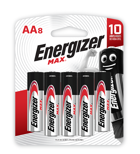 Pilha Alcalina Energizer Max AA8 Pequena 8 Pilhas