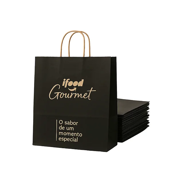 Kit 50 Sacola de Papel IFood Gourmet – 32x28x17,5 cm