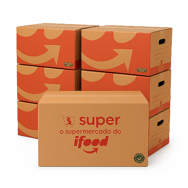 Kit 10 Caixas de Papelão Ifood Vermelha - 47x26x25cm