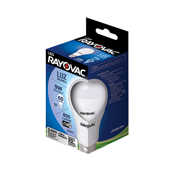 Lâmpada Led Rayovac Bulbo 9W - Equiv 60W - Branca
