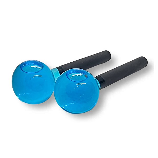 Par De Esfera Cromoterapia Vidro Grande Corporal Azul Claro