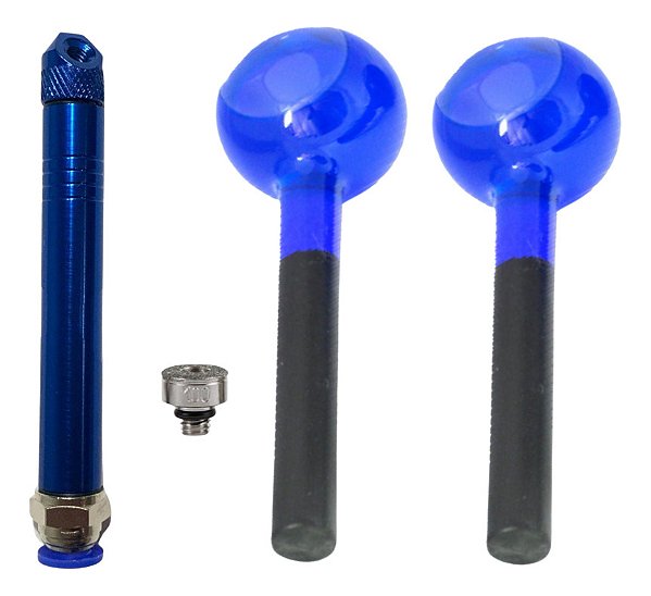 Caneta Diamantada Alumínio Azul, Ponteira E Par Esfera Azul