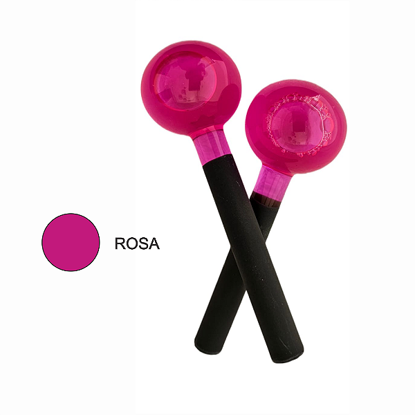 Par De Esfera Cromoterapia Vidro Grande Corporal Rosa