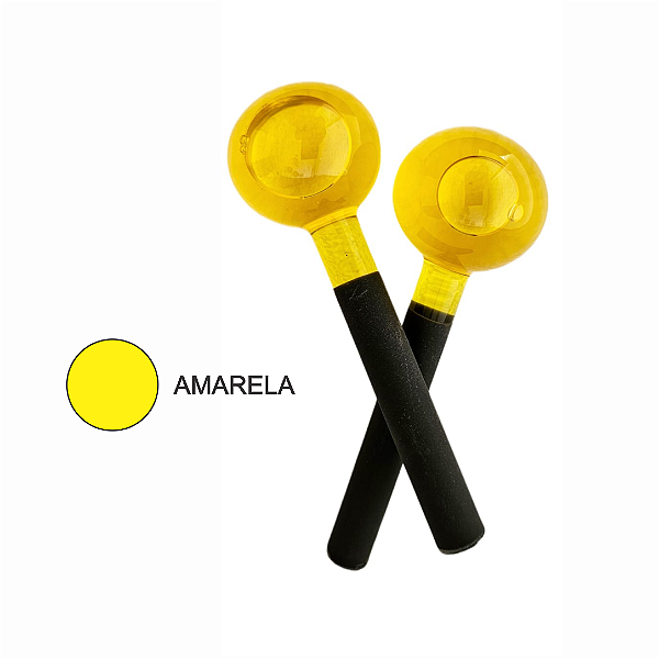 Par De Esfera Cromoterapia Vidro Grande Corporal Amarela