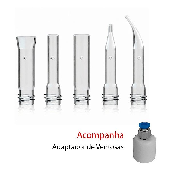 Jogo Com 5 Ventosas De Vidro Faciais E Adaptador De Ventosa