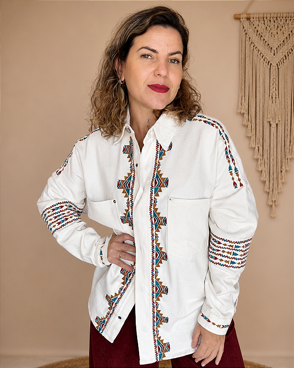 Jaqueta Bordada Estilo Étnico