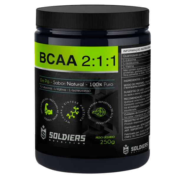 BCAA Em Pó 250g 100% Puro - Importado - Soldiers Nutrition