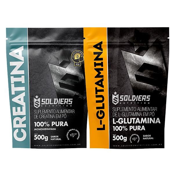 Kit: Creatina Monohidratada 500g + Glutamina 500g - 100% Puro Importado - Soldiers Nutrition