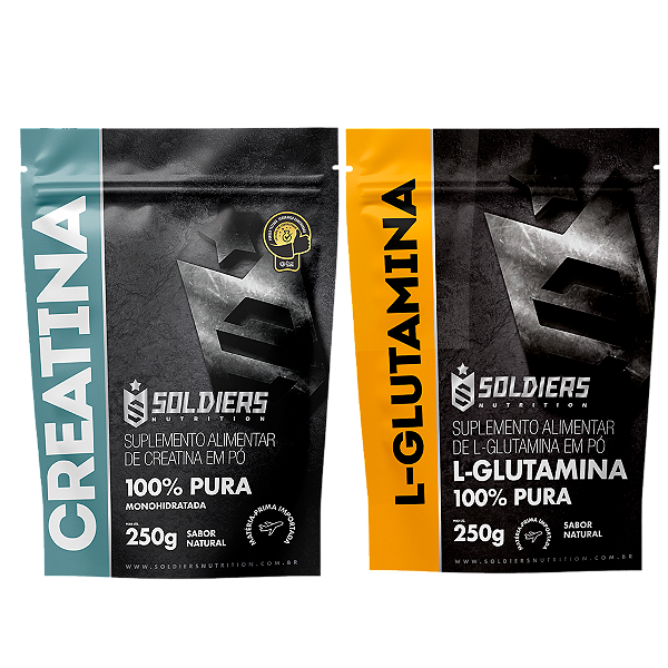 Kit: Creatina Monohidratada 250g + Glutamina 250g - 100% Pura Importada - Soldiers Nutrition