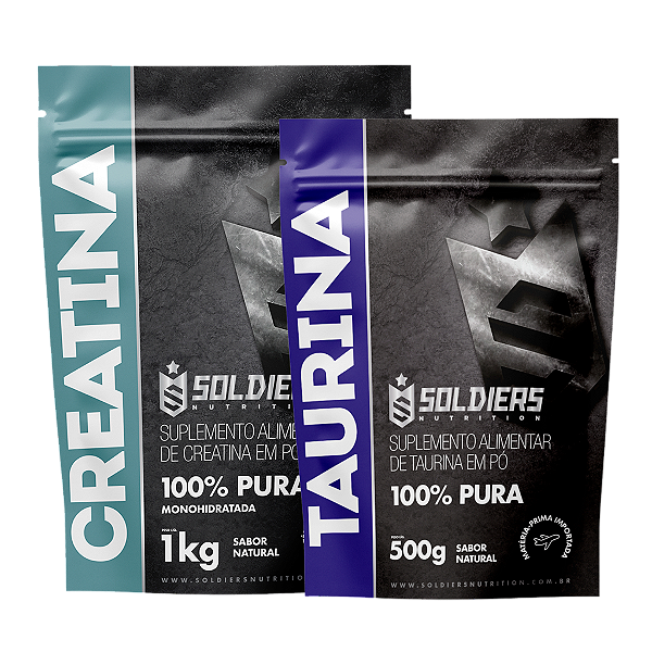 Kit: Creatina Monohidratada 1Kg + Taurina 500g - 100% Pura Importada - Soldiers Nutrition