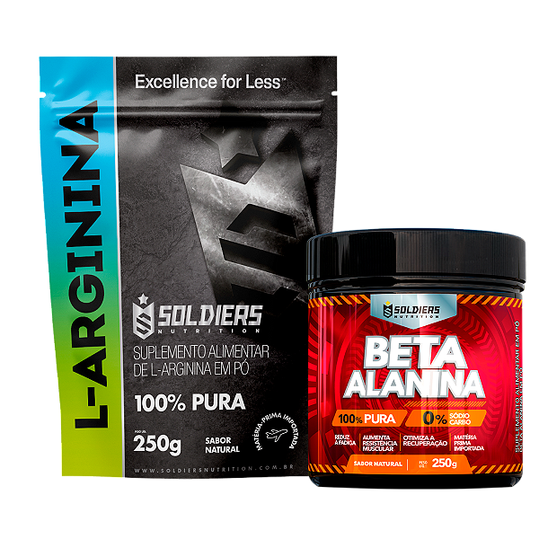 Kit: Arginina 250g + Beta Alanina 250g - 100% Puro Importado - Soldiers Nutrition