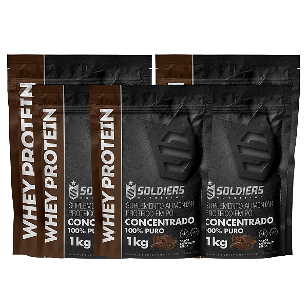 Kit: 5kg Whey Protein Concentrado - 100% Importado - Soldiers Nutrition