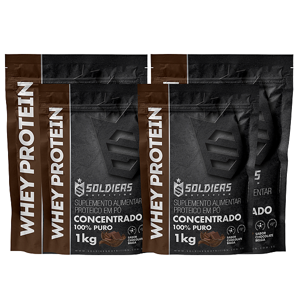 Kit: 4kg Whey Protein Concentrado - 100% Importado - Soldiers Nutrition