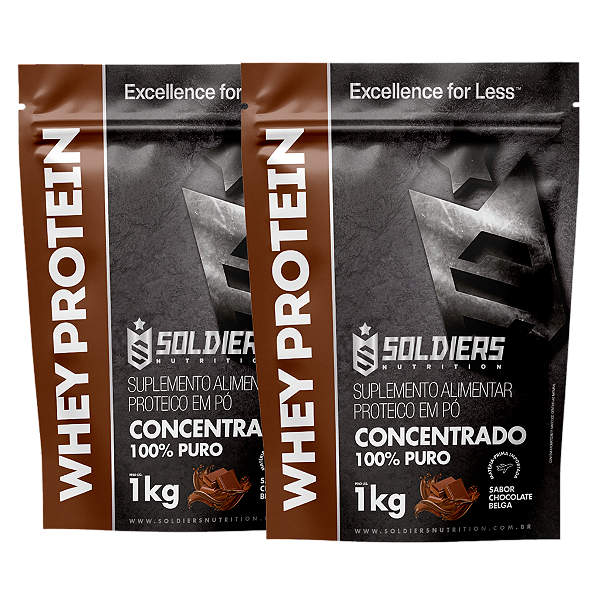 Kit: 2kg Whey Protein Concentrado - 100% Importado - Soldiers Nutrition