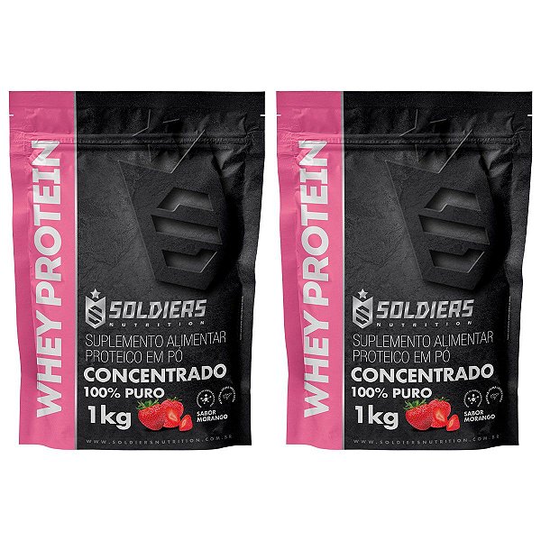 Kit: 2kg Whey Protein Concentrado - 100% Importado - Soldiers Nutrition