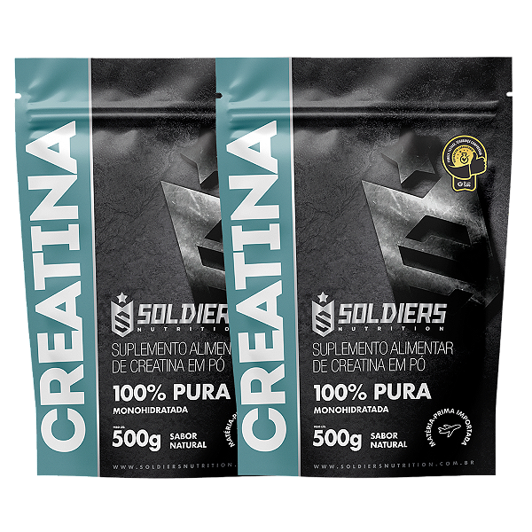 Kit: 2 Creatinas Monohidratadas 500g - 100% Pura Importada - Soldiers Nutrition