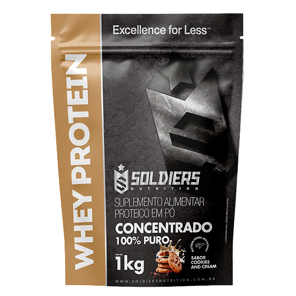 Whey Protein Concentrado 1Kg - Cookies- Importado - Soldiers Nutrition