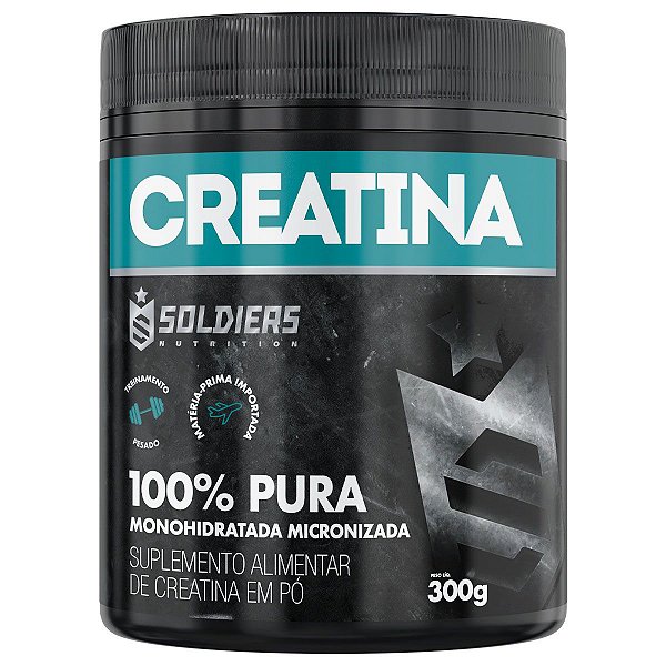Creatina Monohidratada Pote 300g - 100% Pura Importada - Soldiers Nutrition
