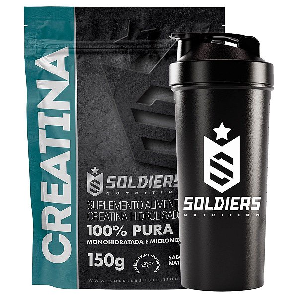 Kit: 5x Creatina Monohidratada 150g + 1x Coqueteleira Simples (Brinde) - Soldiers Nutrition