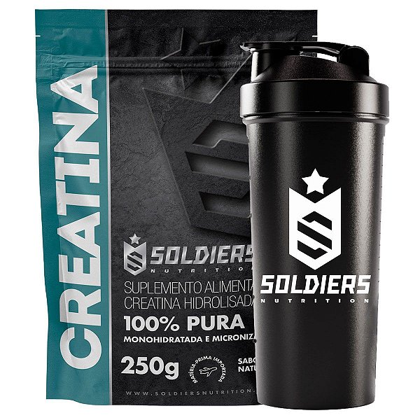 Kit: 10x Creatina Monohidratada 250g + 1x Coqueteleira Simples (Brinde) - Soldiers Nutrition