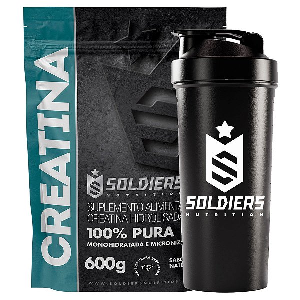 Kit: 10x Creatina Monohidratada 600g + 1x Coqueteleira Simples (Brinde) - Soldiers Nutrition