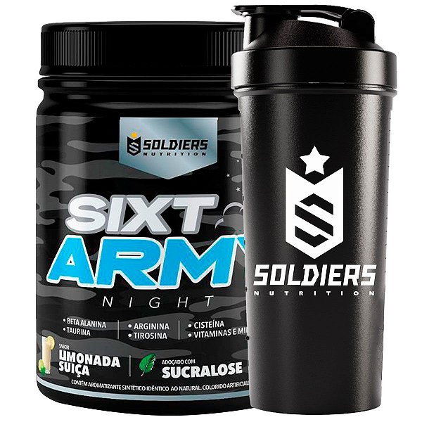 Kit: 5x Pré-Treino Sixt Army 300g + 1x Coqueteleira Simples (Brinde) - Soldiers Nutrition