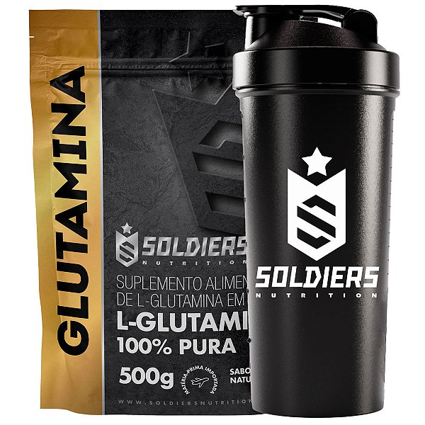 Kit: 5x Glutamina 500g + 1x Coqueteleira Simples (Brinde) - Soldiers Nutrition