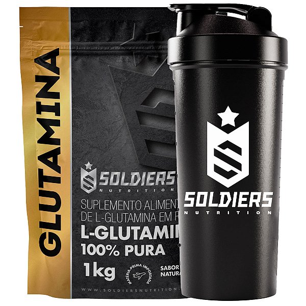 Kit: 10x Glutamina 1kg + 1x Coqueteleira Simples (Brinde) - Soldiers Nutrition