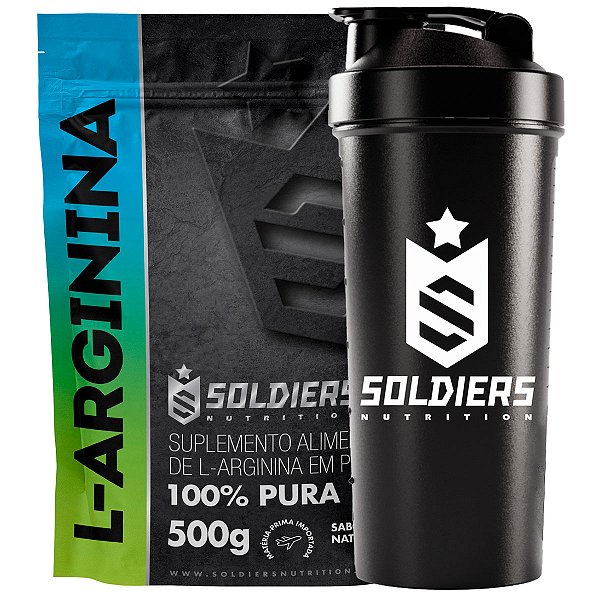 Kit: 5x Arginina 500g + 1x Coqueteleira Simples (Brinde) - Soldiers Nutrition