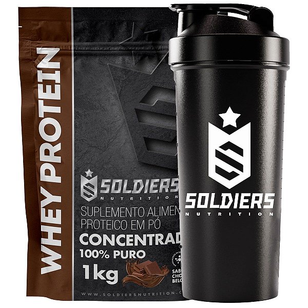 Kit: 10x Whey 60% 1kg + 1x Coqueteleira Simples (Brinde) - Soldiers Nutrition