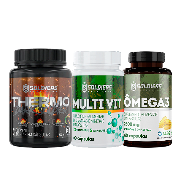 Kit: Ômega 3 + Multivitaminico  + Thermogênico - Soldiers Nutrition
