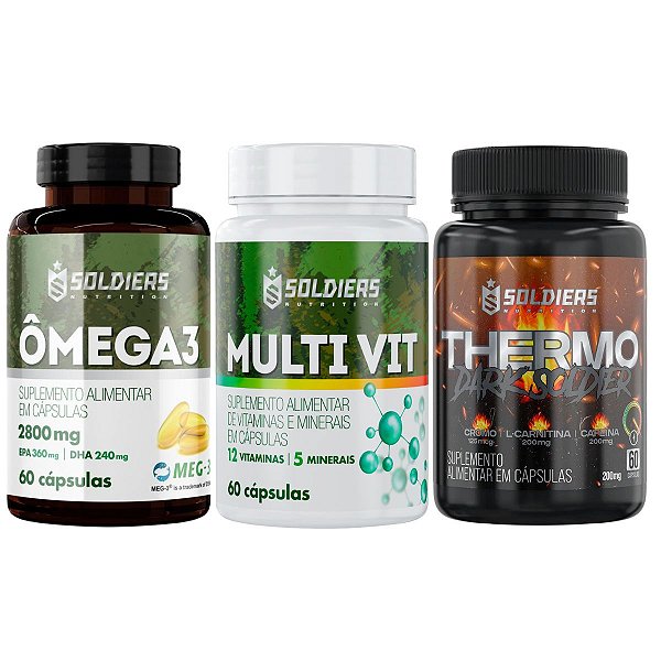 Kit: Ômega 3 + Multivitaminico  + Thermogênico - Soldiers Nutrition