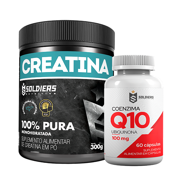 Kit: Coenzima Q10 100mg + Creatina Monohidratada Pote 300g - Soldiers Nutrition