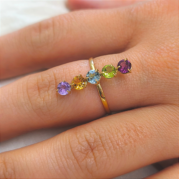 Anel Trilho Natural em Ouro 18k