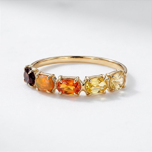 Anel Meia Aliança Natural em Ouro 18k
