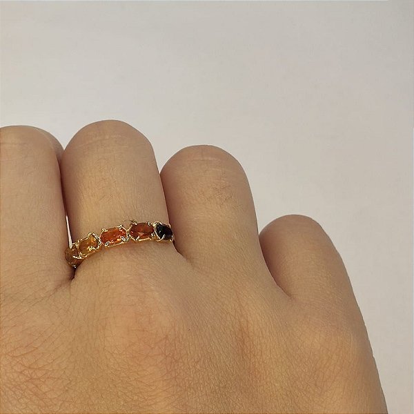 Anel Meia Aliança Natural em Ouro 18k
