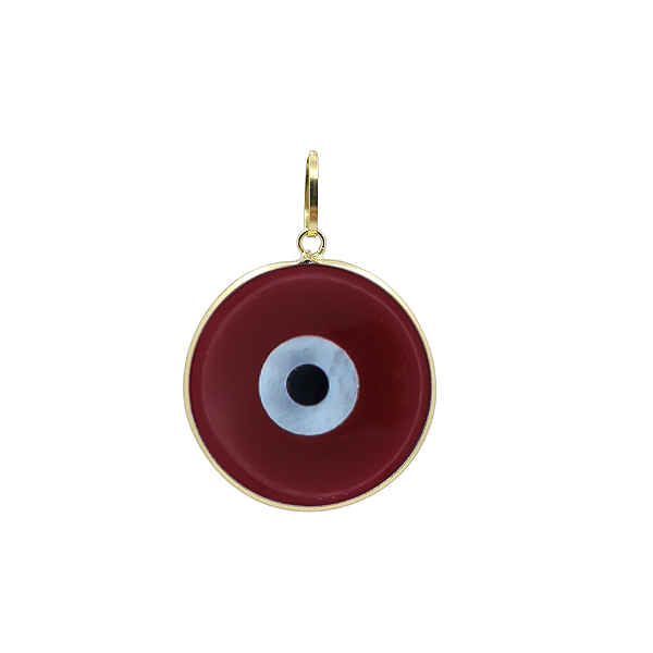 Pingente Olho Grego 15mm Vinho Ouro 18k