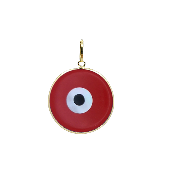 Pingente Olho Grego 15mm Vermelho Ouro 18k