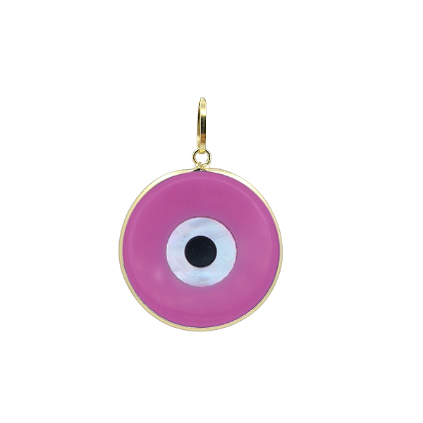 Pingente Olho Grego 15mm Rosa Ouro 18k