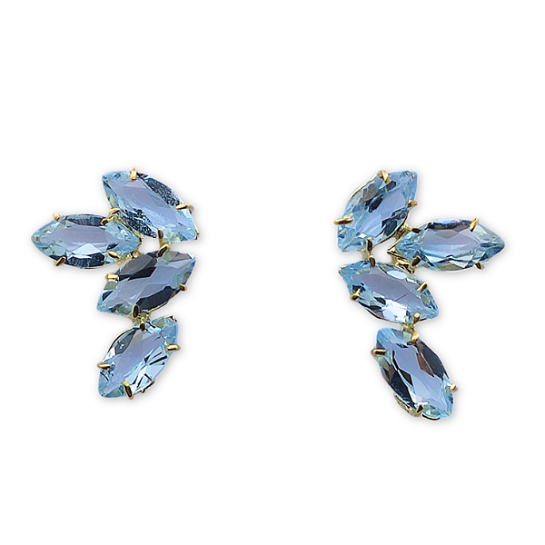 Brinco Ouro 18k Wings com Topázio Sky
