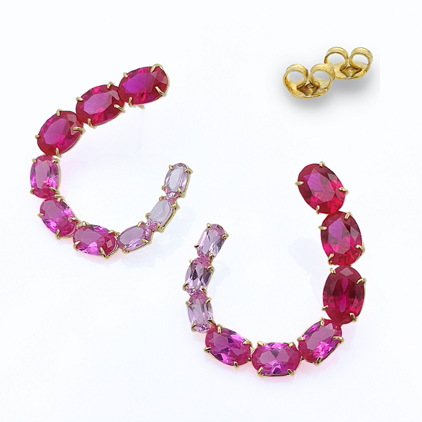 Brinco Ouro 18k Caracol Magenta