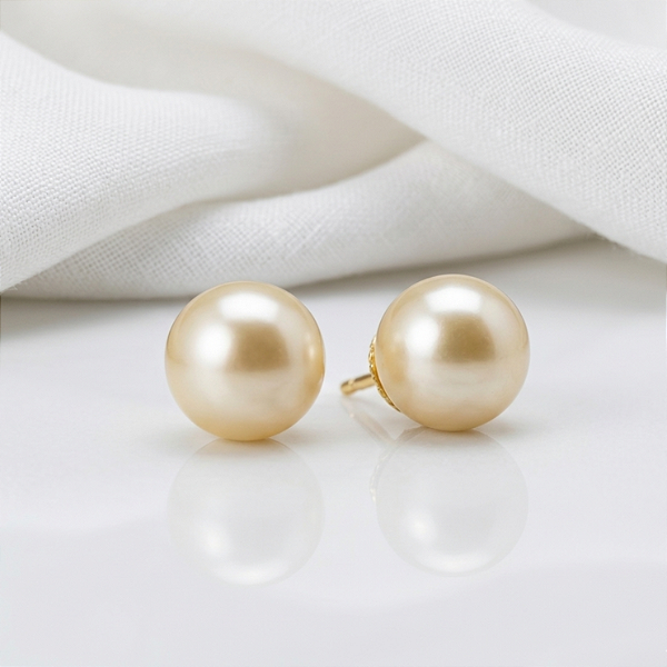 Brinco Ouro 18k Pérola Natural Água Salgada Redonda 10mm