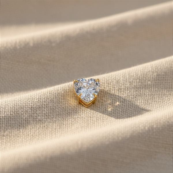 Pingente Ouro 18k Ponto de Luz Coração 6mm Zircônia Branco