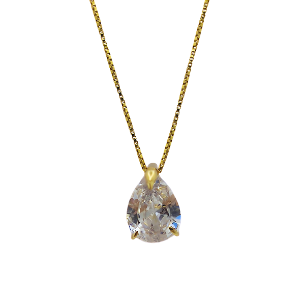 Pingente Ouro 18k Ponto de Luz Gota 6x8mm Branco