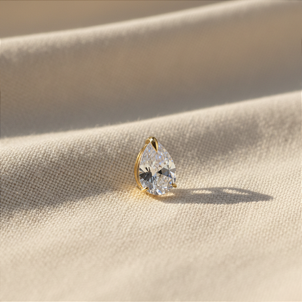 Pingente Ouro 18k Ponto de Luz Gota 6x8mm Branco