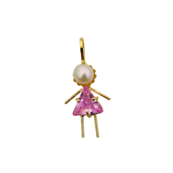 Pingente Filhos Ouro 18k Menina Rosa