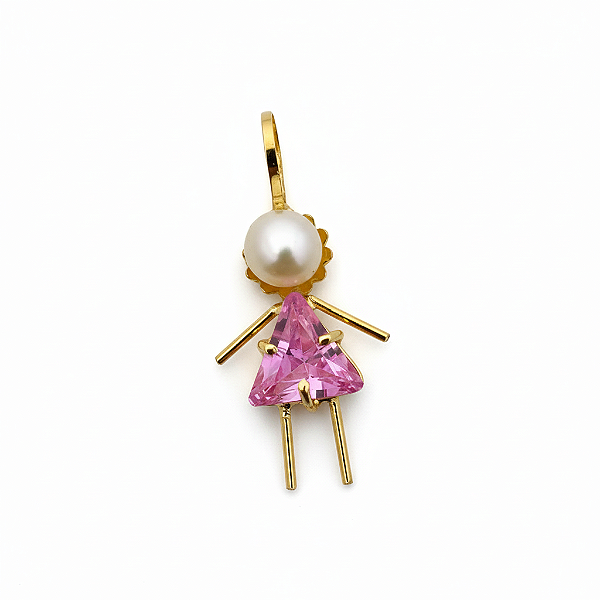 Pingente Filhos Ouro 18k Menina Rosa